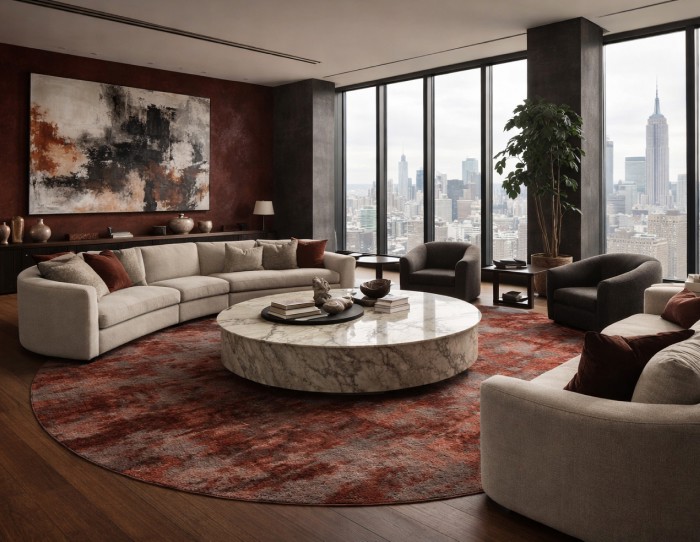 Distressed round rug